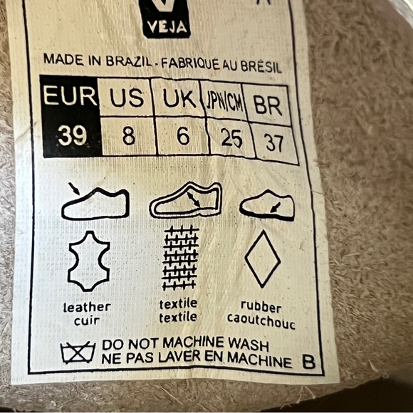 Veja V-10 Lace-Up Beige Neon Pink leather suede Women's Sneakers Sz 8 - Picture 8 of 8